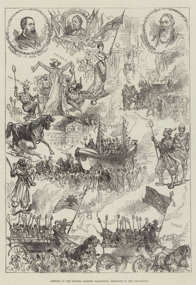 Opening of the Winter Gardens, Blackpool, Sketches in the Procession by Sir John Charles Robinson